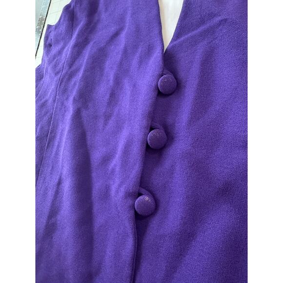Vintage 90s Purple Longline Vest Tailored Minimalist S/M Chic Power - Picture 13 of 13